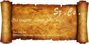 Szinger Cserjén névjegykártya